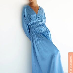 Blue Satin Gown TAGS ON
